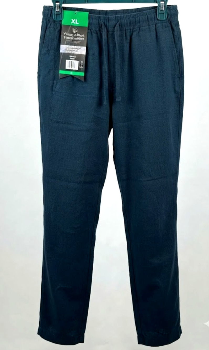 Vintage & Black Weatherproof Men's Relaxed-Fit Linen Blend Pull-On Pants XL Blue